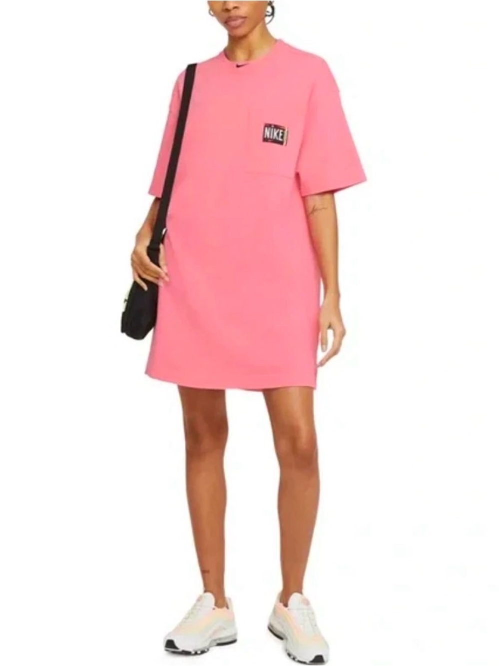 Nike Sportswear Small Retro 90s Washed T-Shirt Dress Pink Oversized Cotton Crew